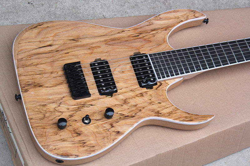 X-Ashborne 7-String Spalted Maple Electric Guitar – Natural Finish