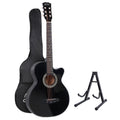 X-Alpha Classic 38" Acoustic Guitar – Full-Size Steel String with Stand & Accessories (Black)