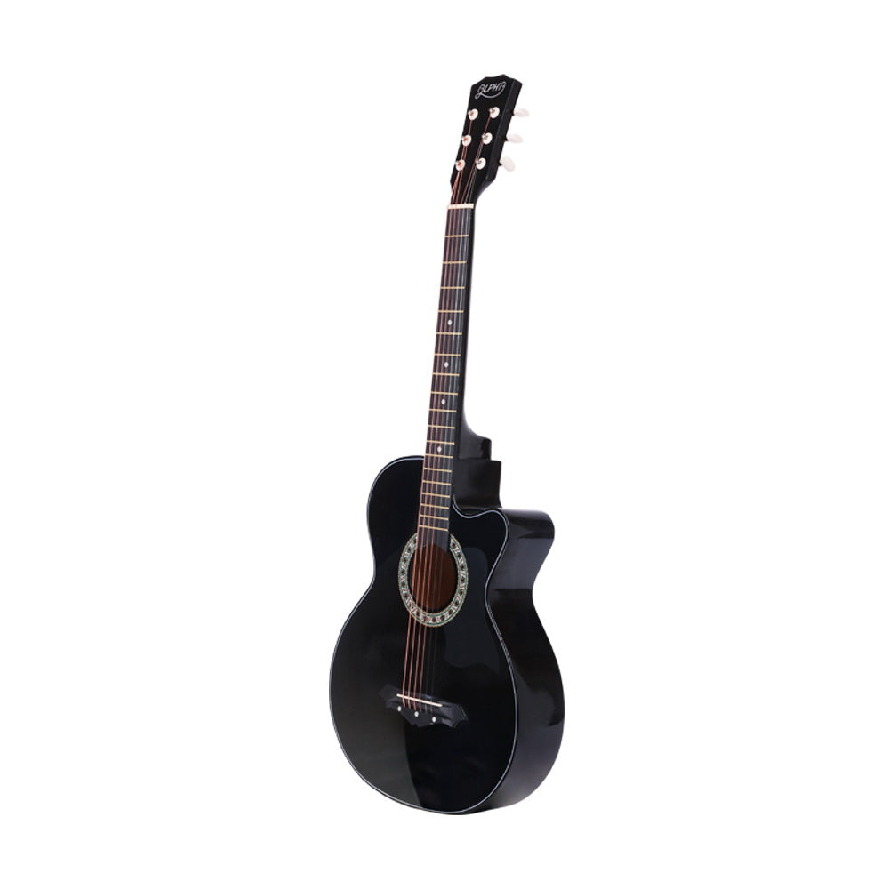 X-Alpha Classic 38" Acoustic Guitar – Full-Size Steel String with Stand & Accessories (Black)