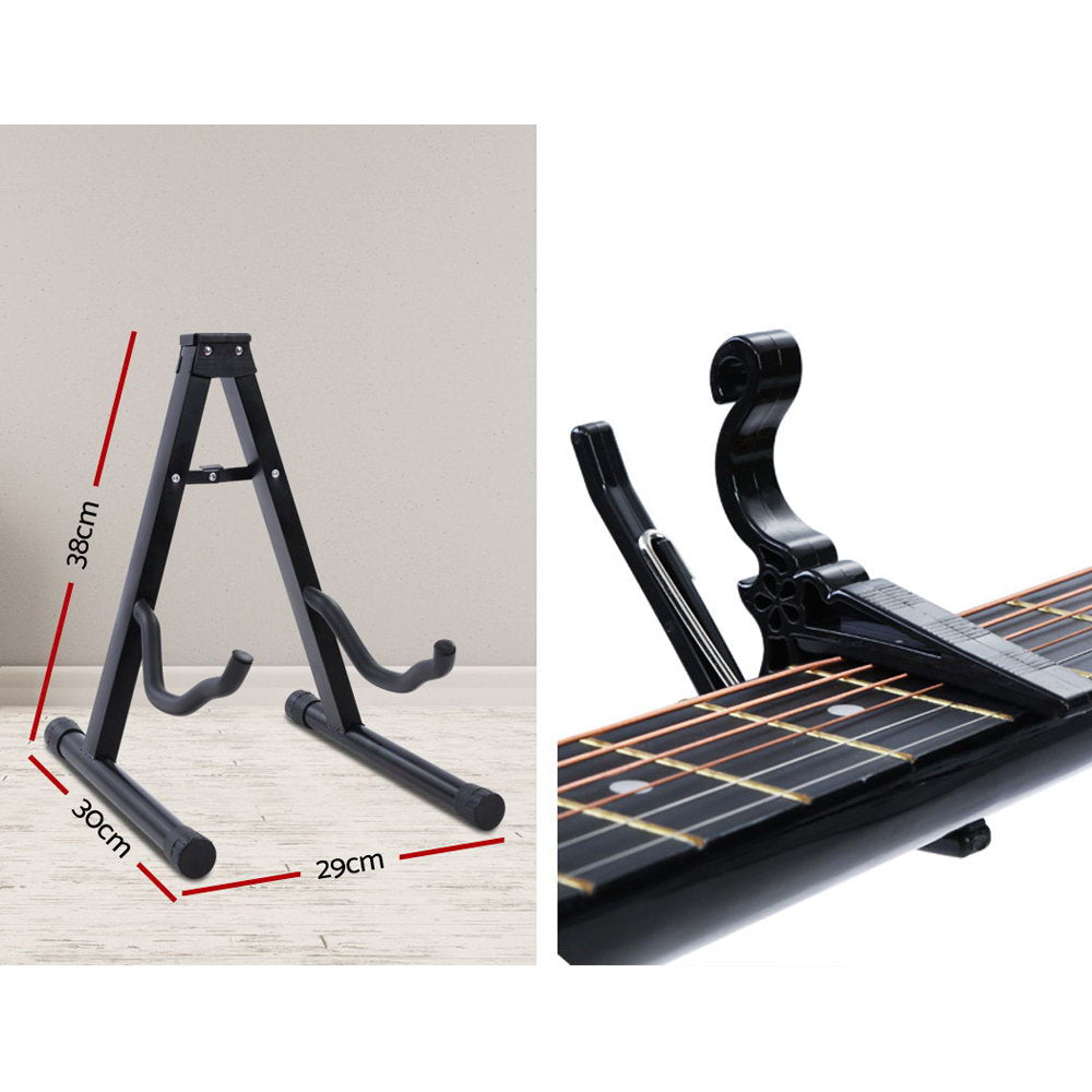 X-Alpha Classic 38" Acoustic Guitar – Full-Size Steel String with Stand & Accessories (Black)