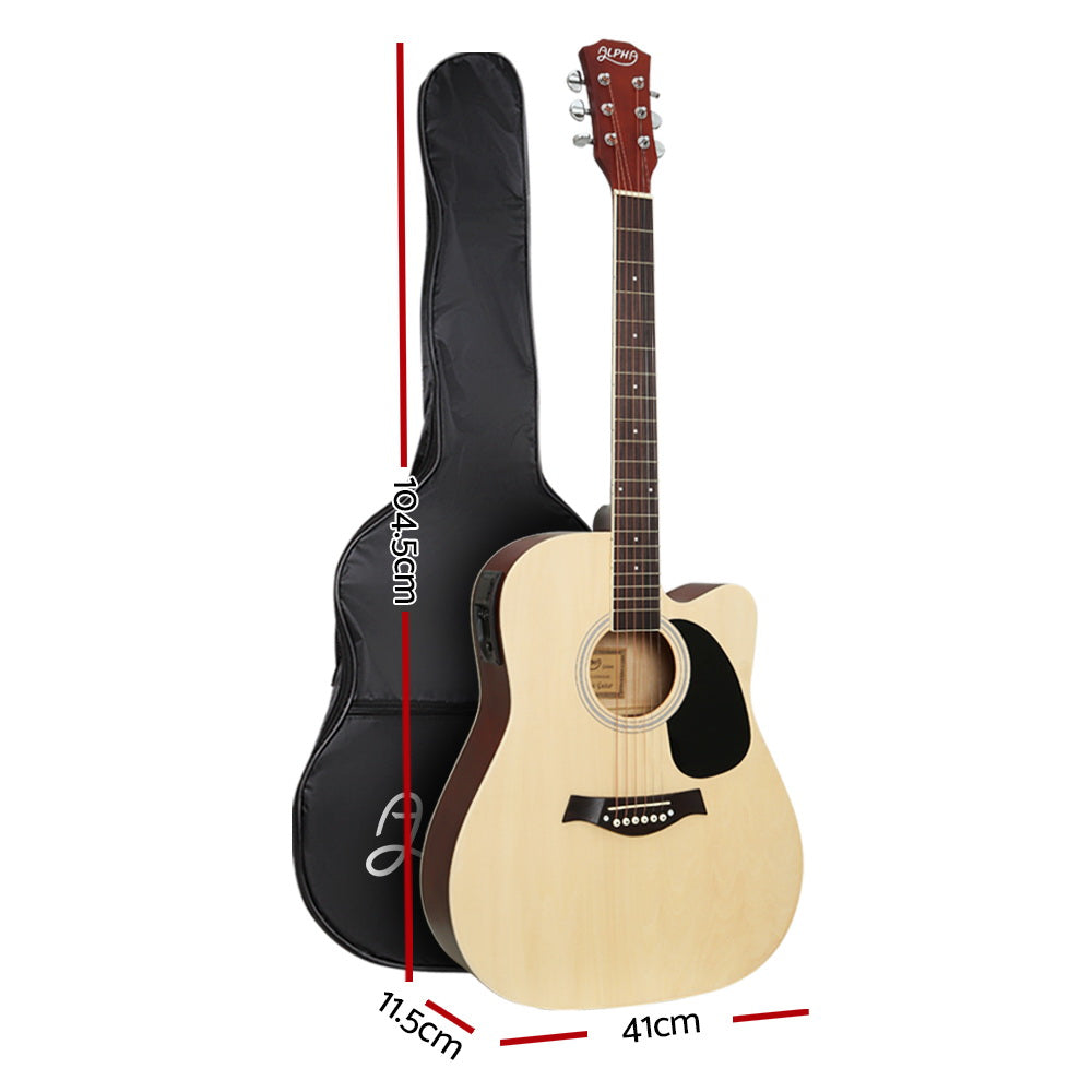 X-Alpha Pro 41" Electric-Acoustic Guitar – 5-Band EQ, Cutaway, Output Jack (Natural)