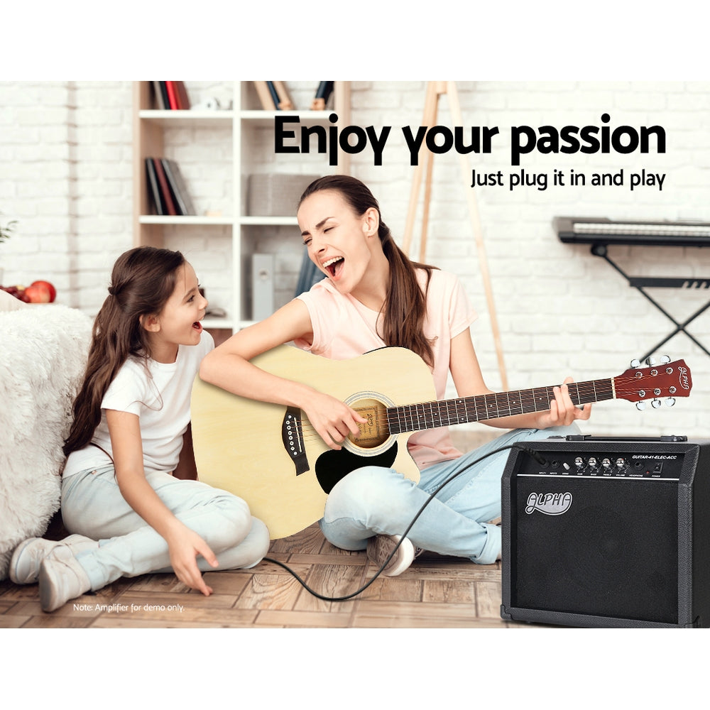 X-Alpha Pro 41" Electric-Acoustic Guitar – 5-Band EQ, Cutaway, Output Jack (Natural)