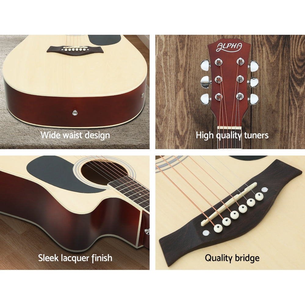 X-Alpha Pro 41" Electric-Acoustic Guitar – 5-Band EQ, Cutaway, Output Jack (Natural)