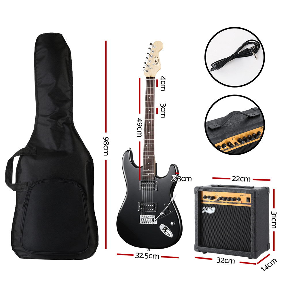 X-Alpha Beginner Electric Guitar Pack with 20W Amplifier – Black