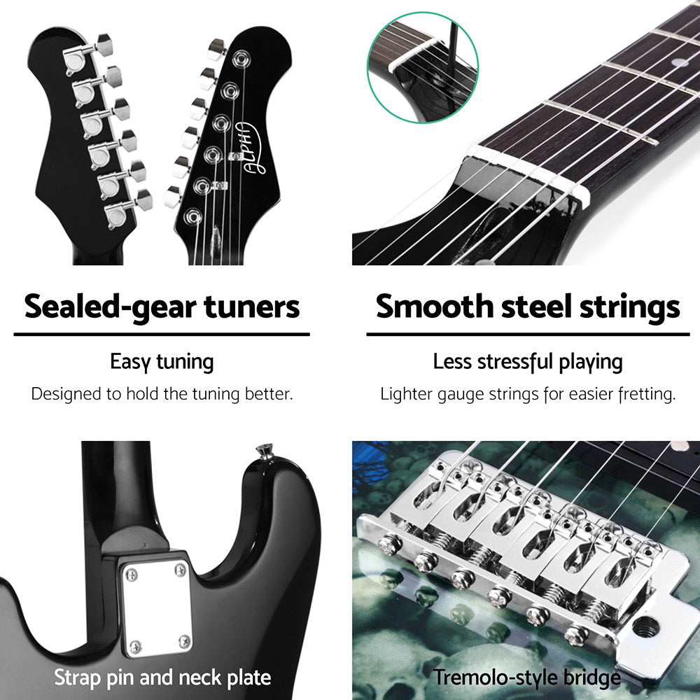 -Alpha Beginner Electric Guitar Pack with 20W Amp – Cheap Strat-Style, Blue