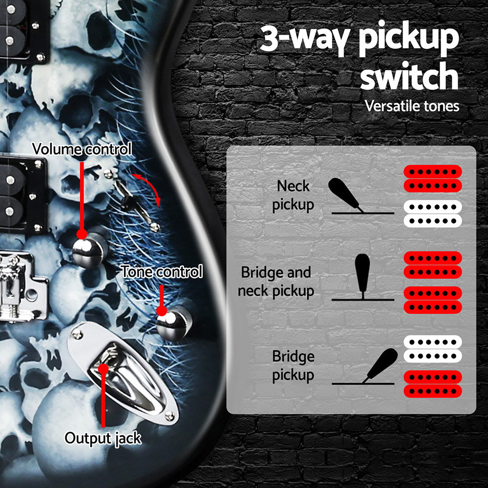 -Alpha Beginner Electric Guitar Pack with 20W Amp – Cheap Strat-Style, Blue