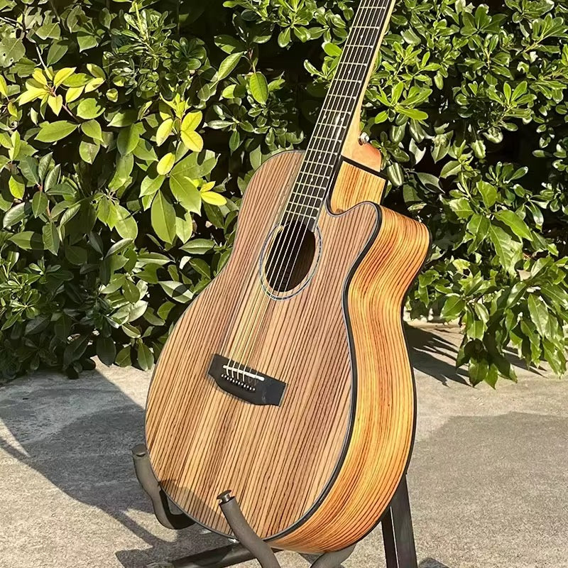 X-Zebra 36” Acoustic Guitar – OM Style | Matte Zebrawood Finish