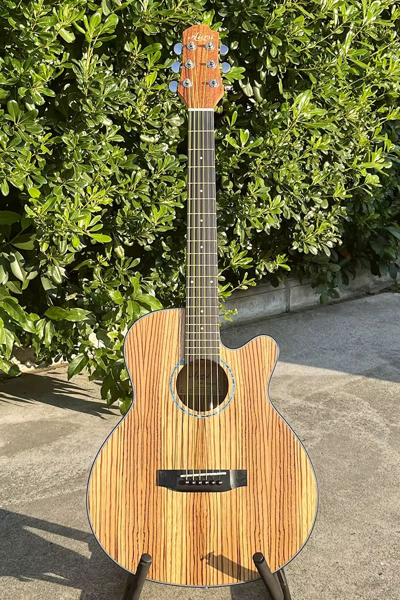 X-Zebra 36” Acoustic Guitar – OM Style | Matte Zebrawood Finish