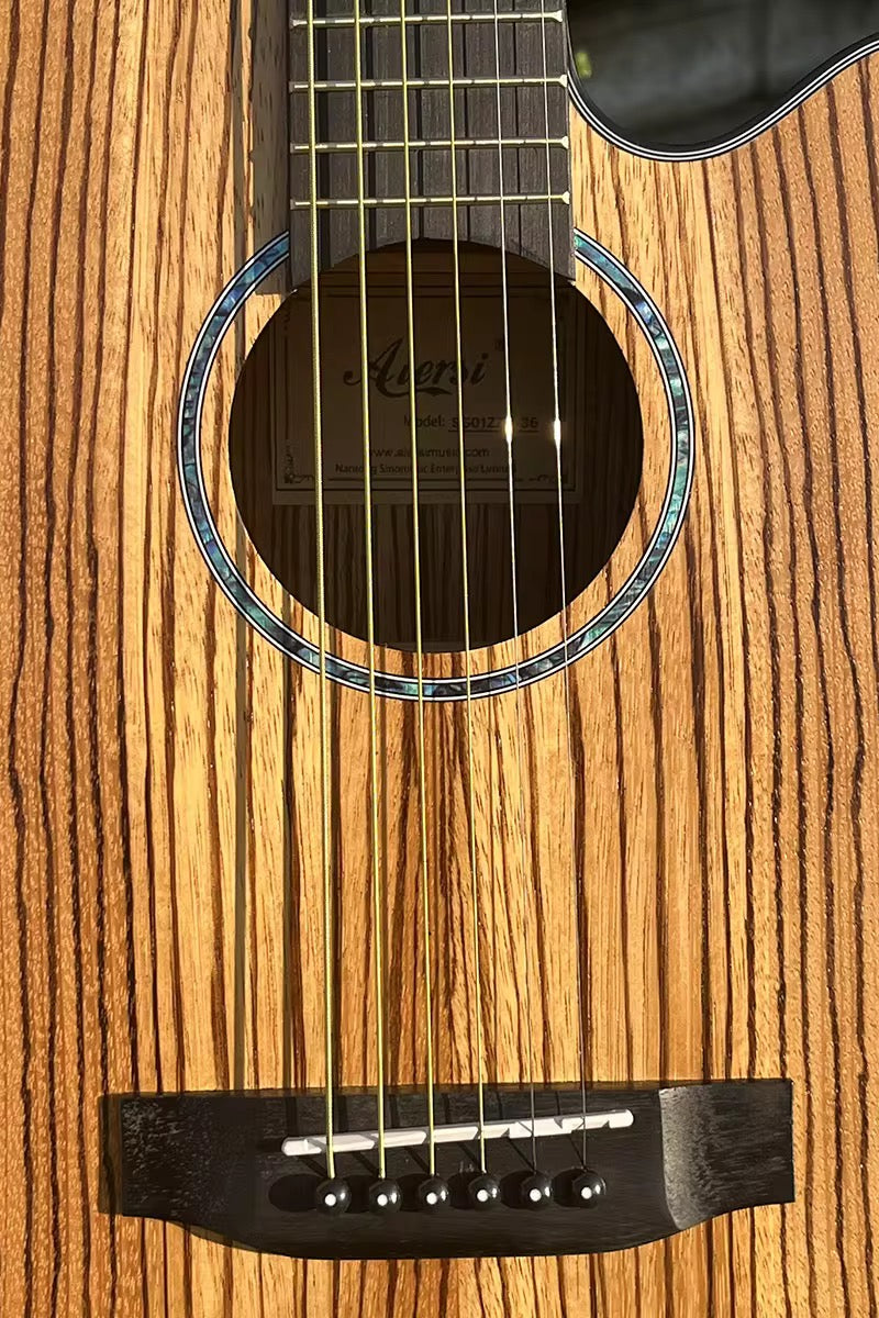 X-Zebra 36” Acoustic Guitar – OM Style | Matte Zebrawood Finish