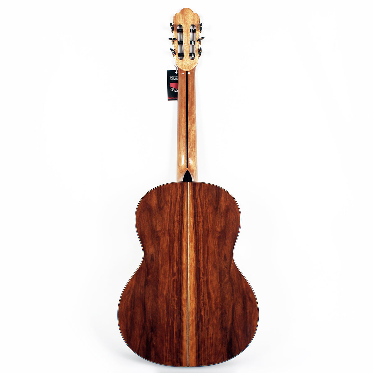 Wooden classical guitar on a white background