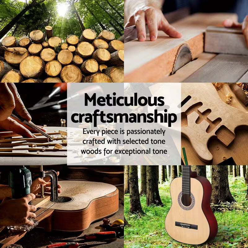 shows detailed description of guitars manufacturer process, shows the crafting of wood and how its done by hand.