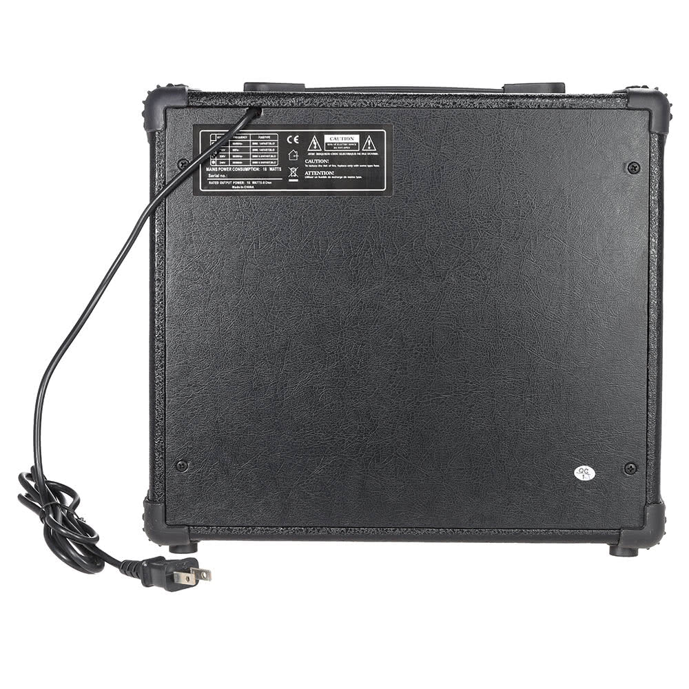 Rear view of 15W electric guitar practice amp with power cable — durable and portable guitar gear in Australia.