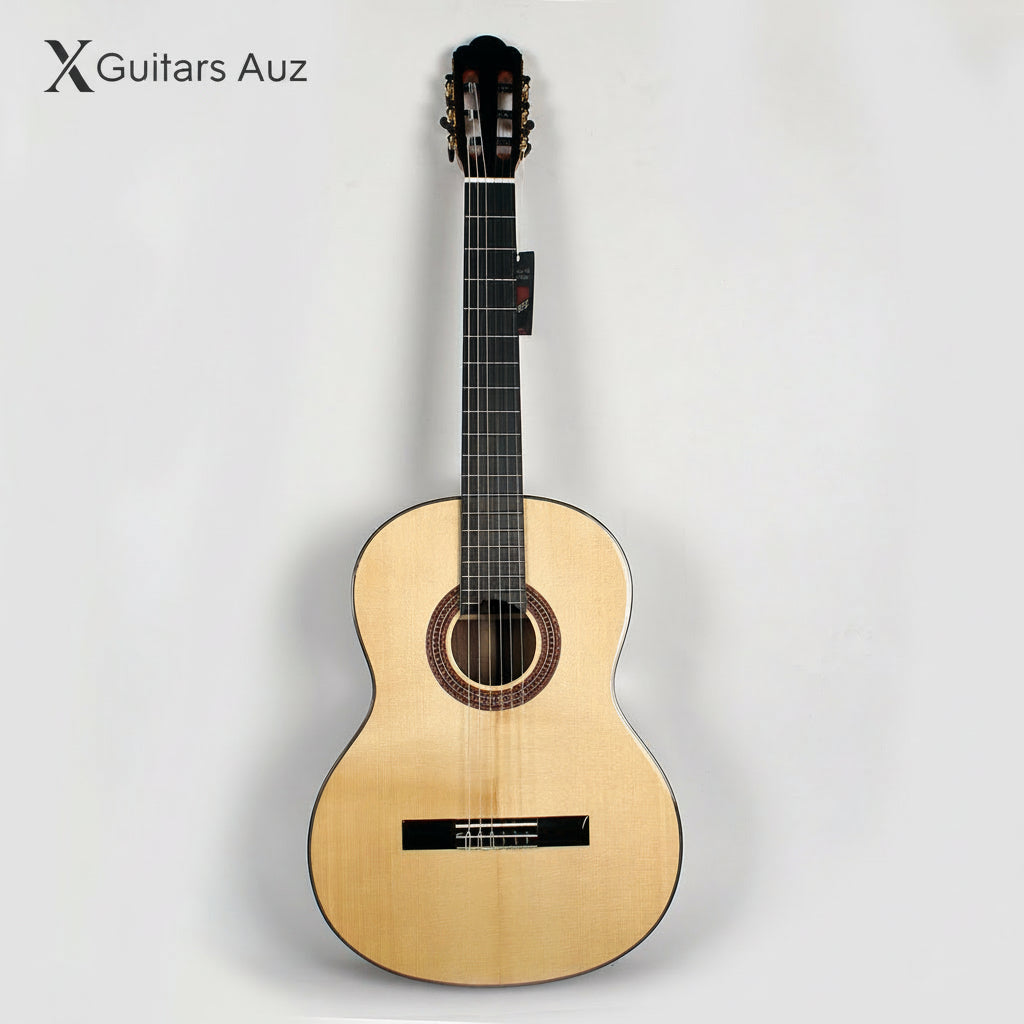 Acoustic guitar on a light gray background