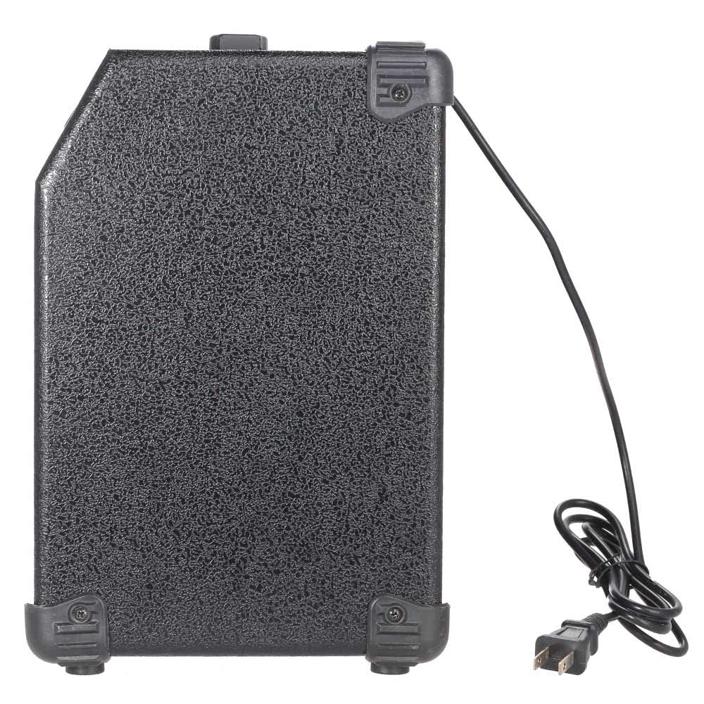 Black power adapter with a cord on a white background