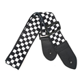 X-RaceCheck Guitar Strap – Black & White Checker Adjustable Strap (Acoustic, Electric, Bass)