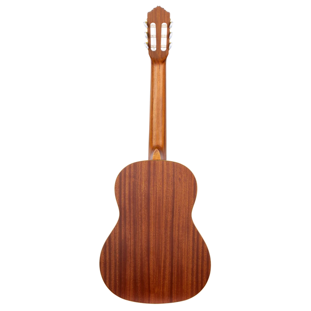 Left-handed classical guitar headstock detail with tuning machines and walnut fingerboard, Sydney guitar store
