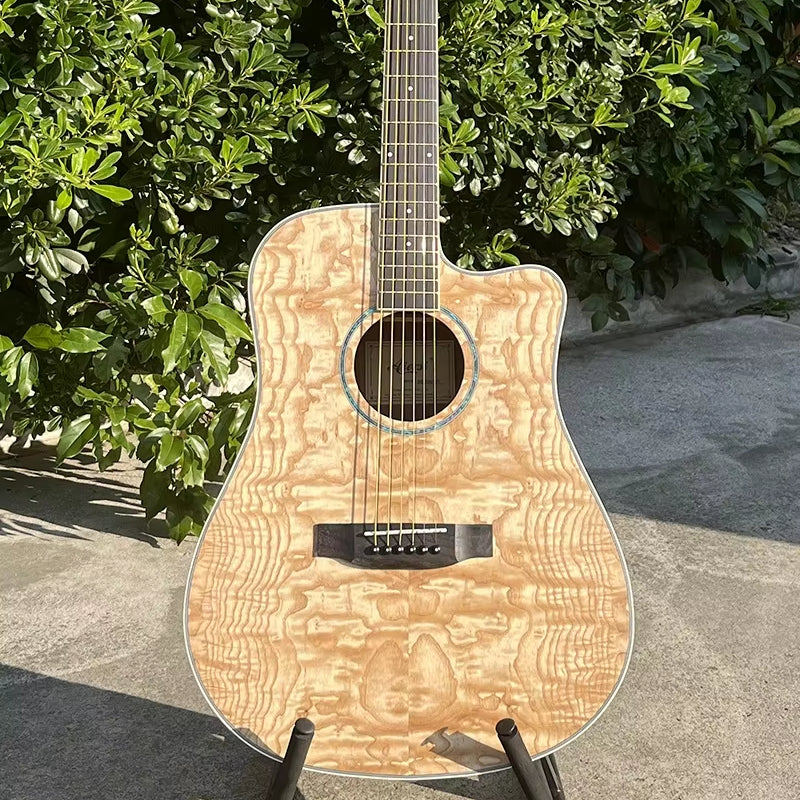 X-Wavewood 41" Acoustic Guitar – Natural Wood Pattern, Basswood Body, Mahogany Neck