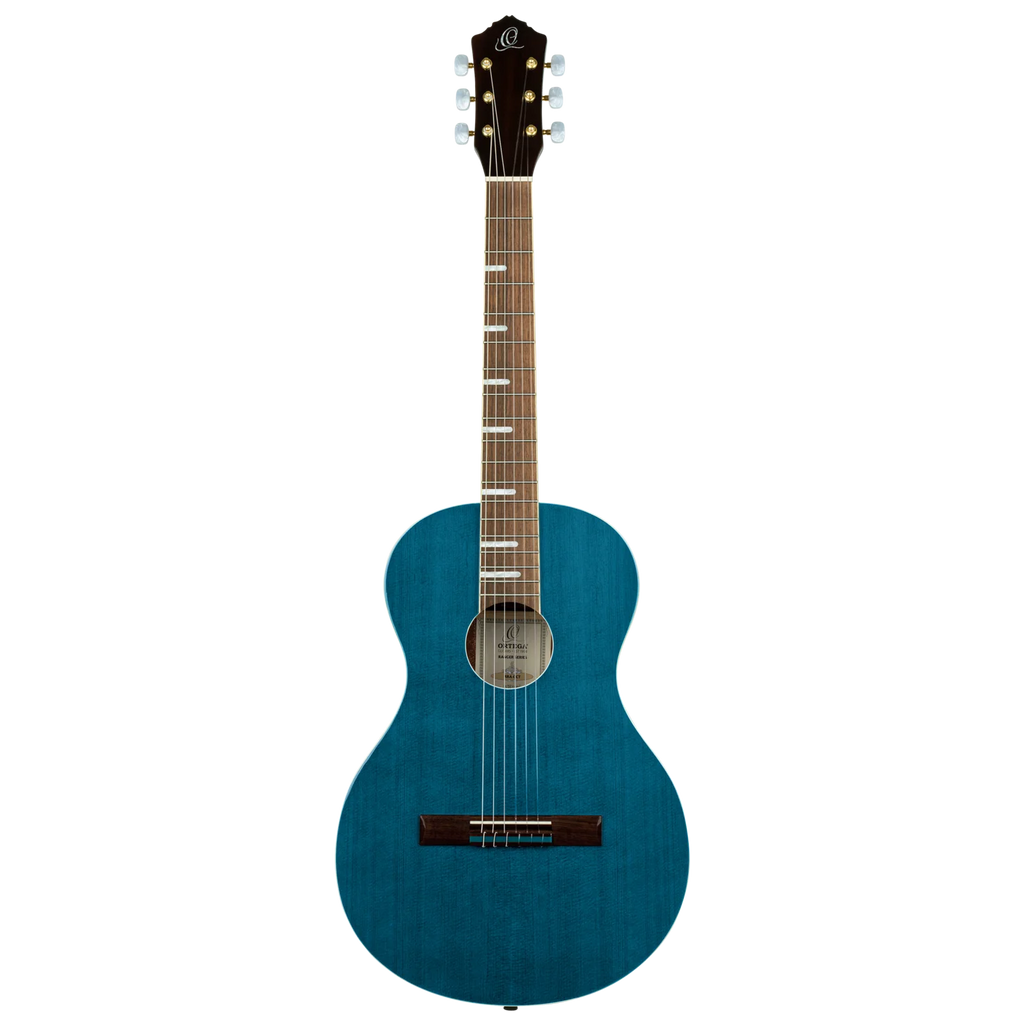 Sydney guitars online – ocean blue nylon string guitar shown on a white background
