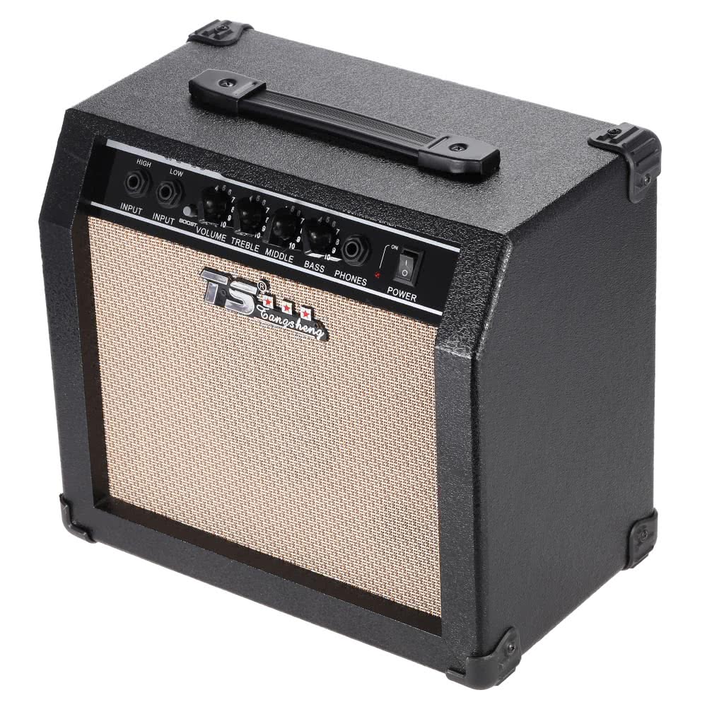 Portable electric guitar amp 15W angled view — popular beginner practice amp for players searching guitars near me.