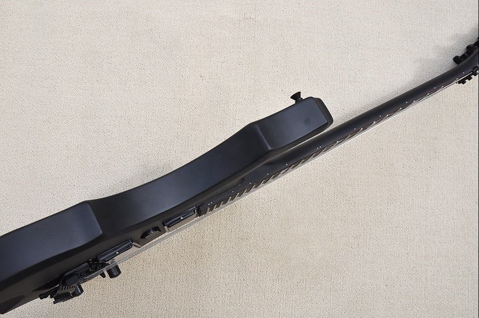 side view of a electric gutiar shown on a carpet for sale in melbourne Australia.